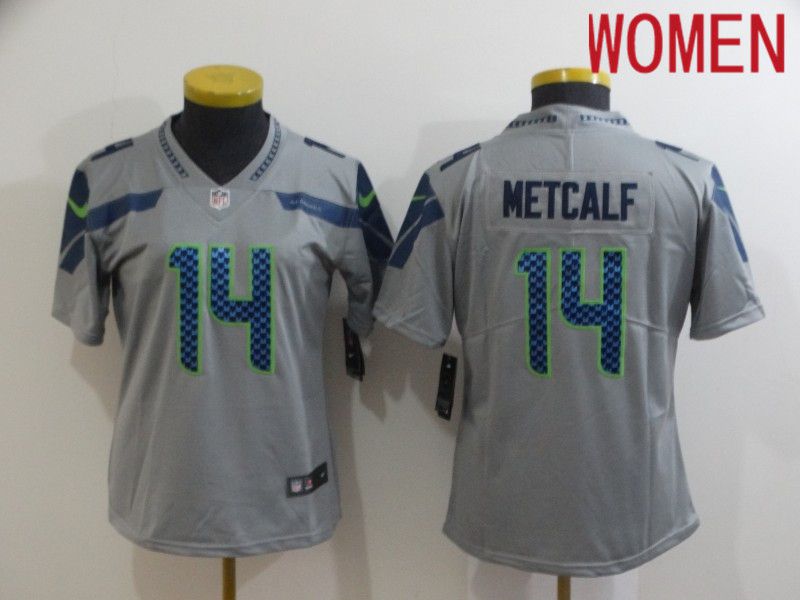 Women Seattle Seahawks #14 Metcalf Grey Nike Vapor Untouchable Limited 2020 NFL Nike Jerseys